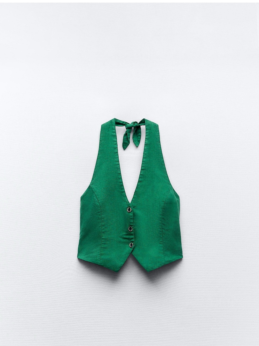 Zara Green Vest with Tie Neck